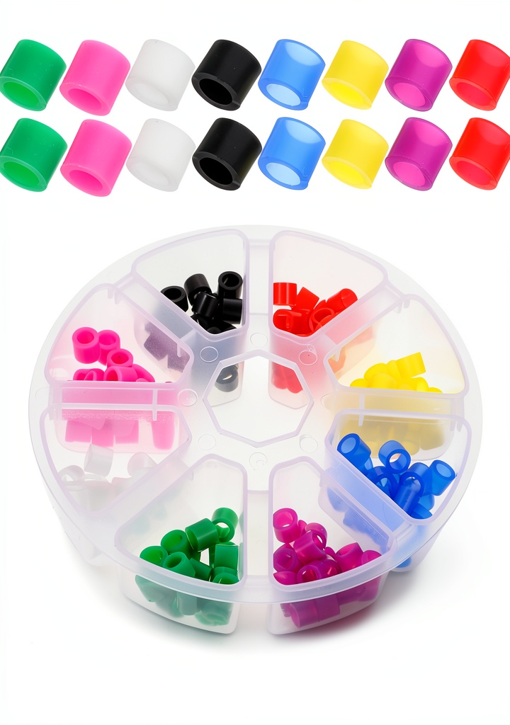 Healifty silicone code rings displayed in multiple colors on a dental tray