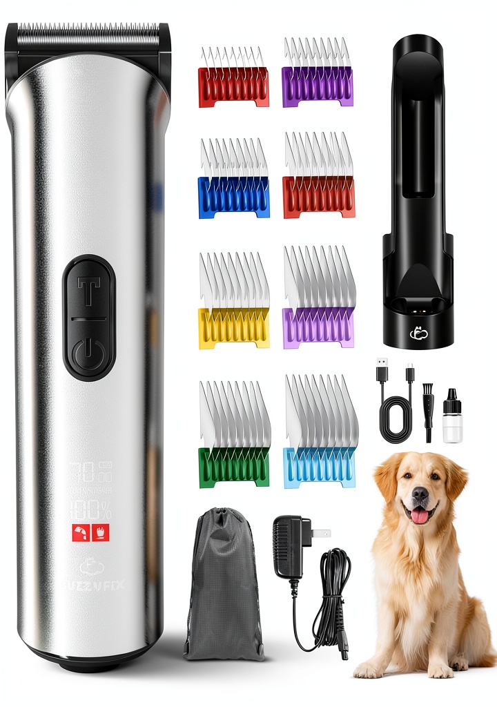 FuzzyFix Nova-5X dog clippers in use on a small dog