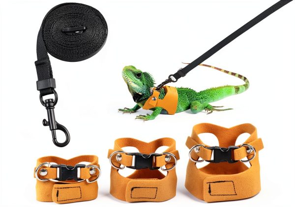 Maxqzin Bearded Dragon Leash Harness Set Leather Reptile Pet-0