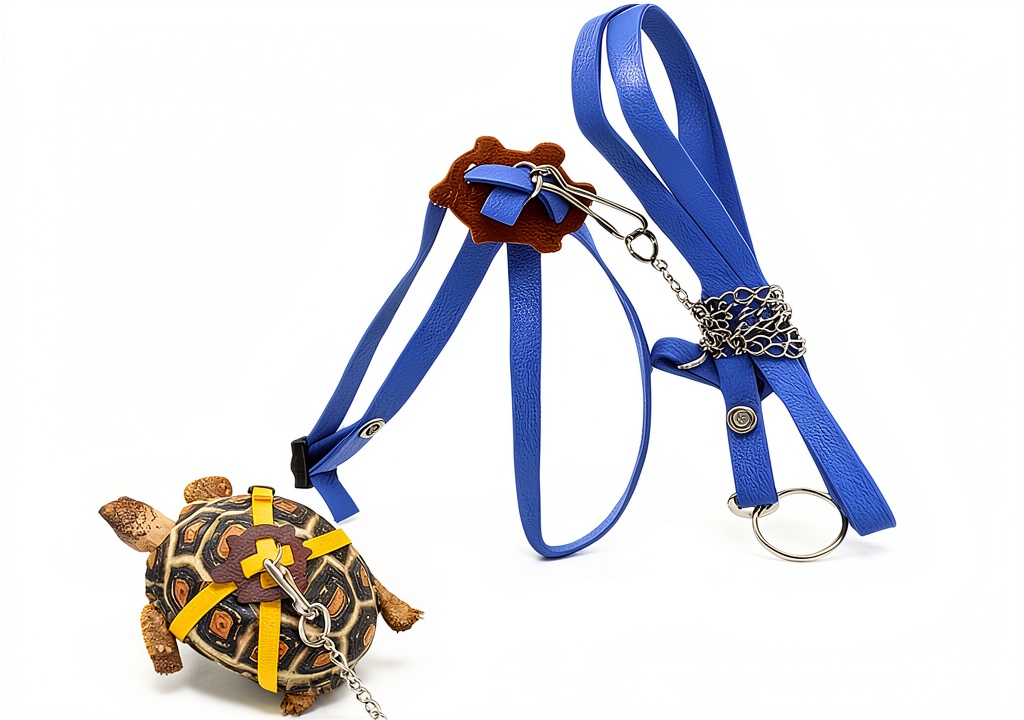 Cyhaen turtle leash in use on a lizard outdoors