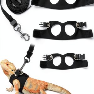 Goktvai Bearded Dragon Harness Soft Leather Reptile Leash-0