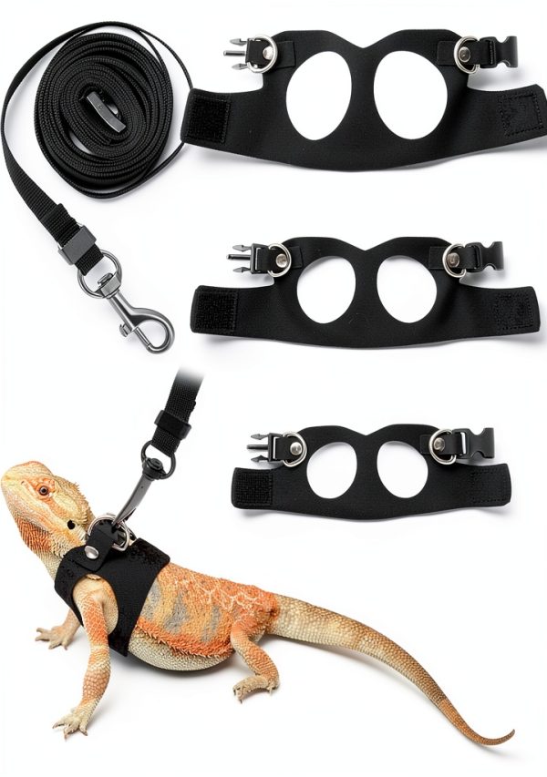 Goktvai Bearded Dragon Harness Soft Leather Reptile Leash-0