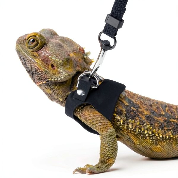 Goktvai Bearded Dragon Harness Soft Leather Reptile Leash-4