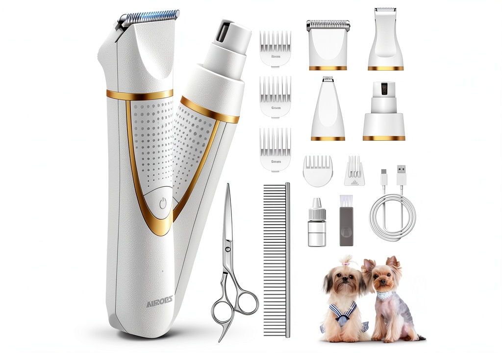 AIBORS dog grooming clippers in use on a small pet