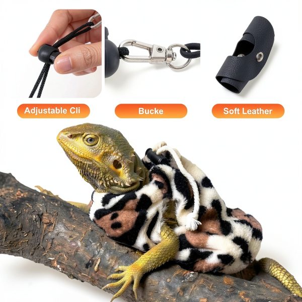 Bearded Dragon Harness Leash Kiiocwev Fleece Carrier Coat-3