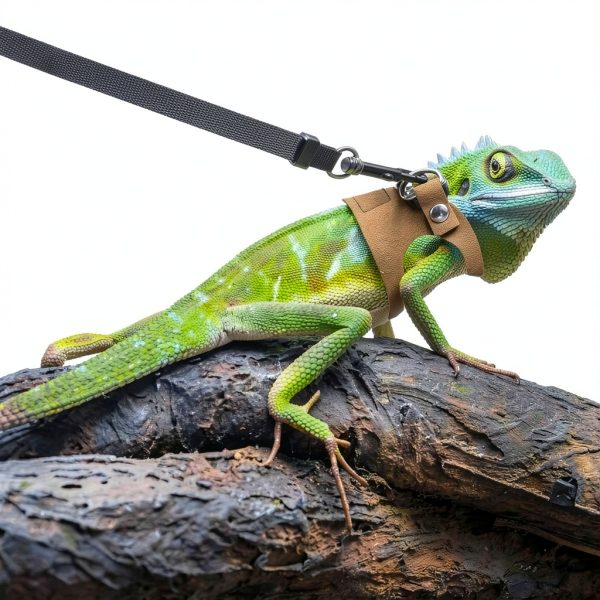 Maxqzin Bearded Dragon Leash Harness Set Leather Reptile Pet-5