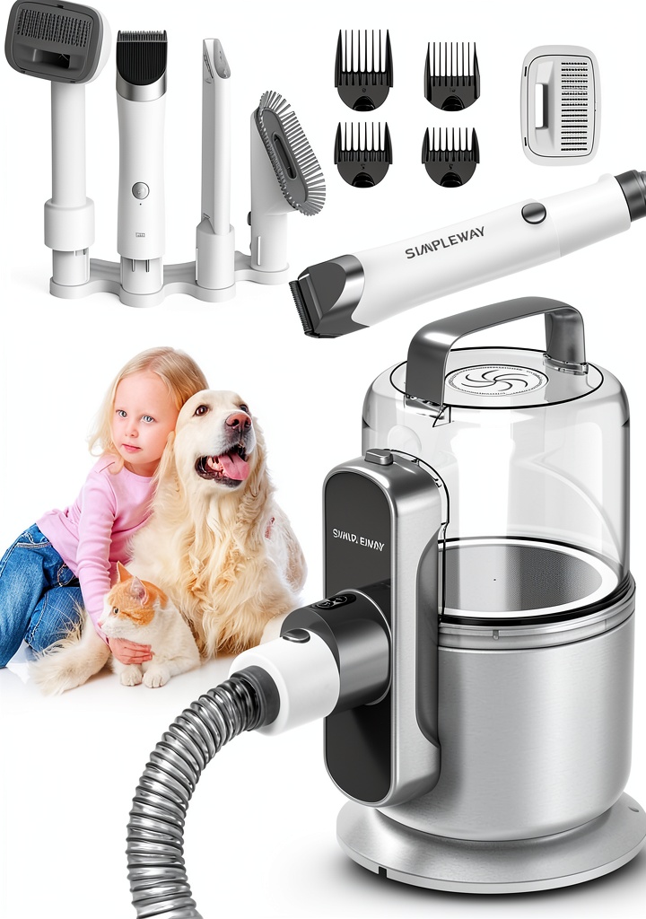 Simple Way Dog Grooming Vacuum Kit in use on a golden retriever