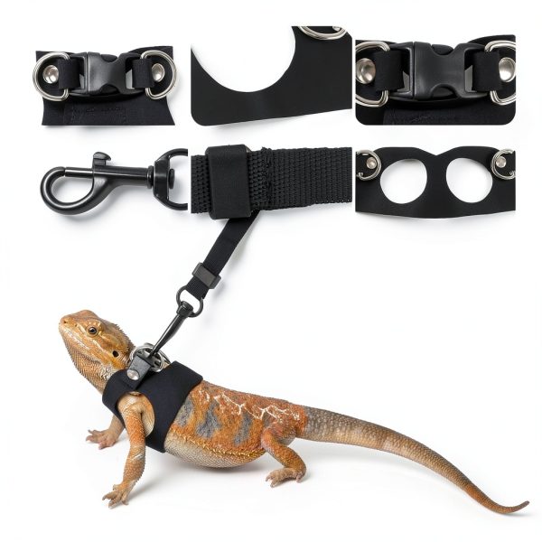 Goktvai Bearded Dragon Harness Soft Leather Reptile Leash-6